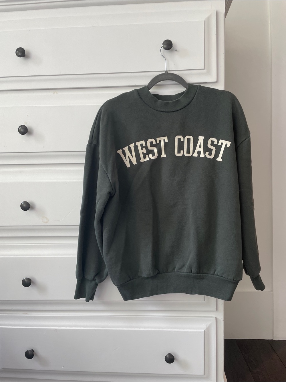 OAK + FORT Forest Green "West Coast" Crewneck Sweatshirt